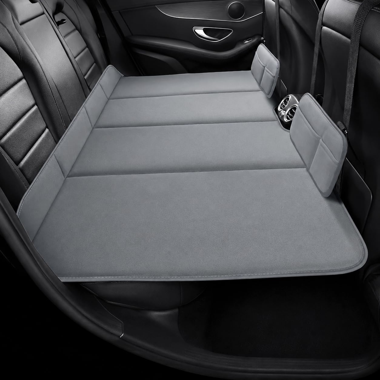 sthira® non inflatable car bed foldable back seat gap filler travel pad | double sided chenille tech cloth travel sleeping pad 200kg load bearing for road trip camping