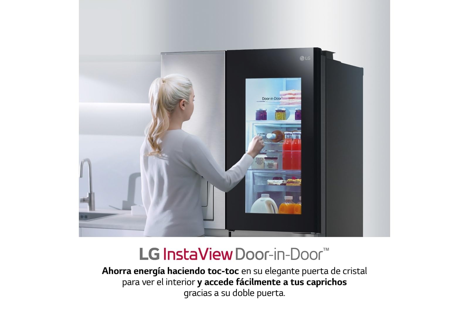 LG GSXV90MBAE - Frigorífico Americano No Frost Instaview, de 635 litros, Frigorífico Función Linear Cooling y Compresor Smart Inverter, Color Gris Inox Acero Texturizado Antihuellas