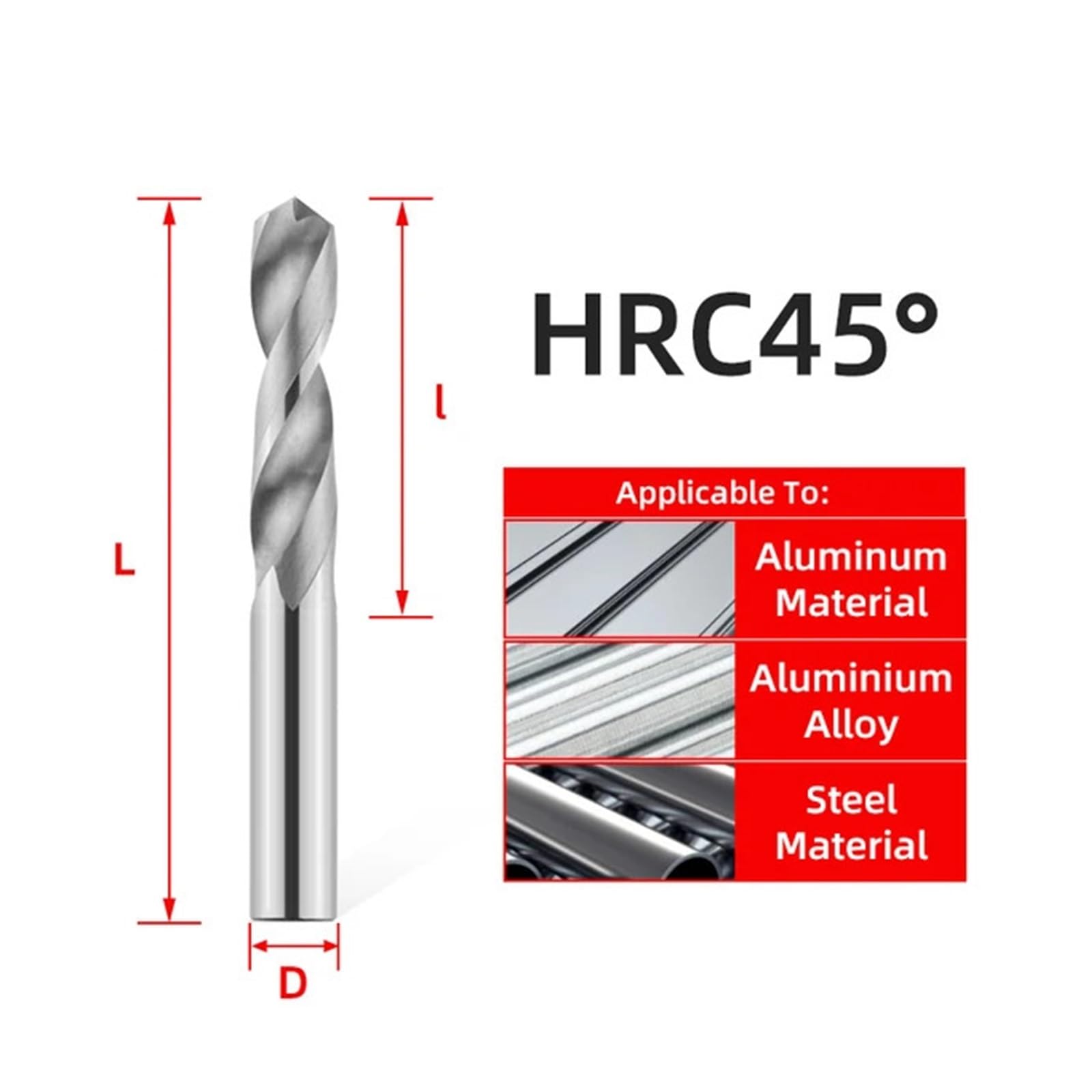 Brocas de Carburo Sólido, HRC 45, 0,5-20,0 mm, Herramientas de Perforación para Acero y Metal de Aleación, Torno CNC y Máquinas de Mecanizado(13.1mm)