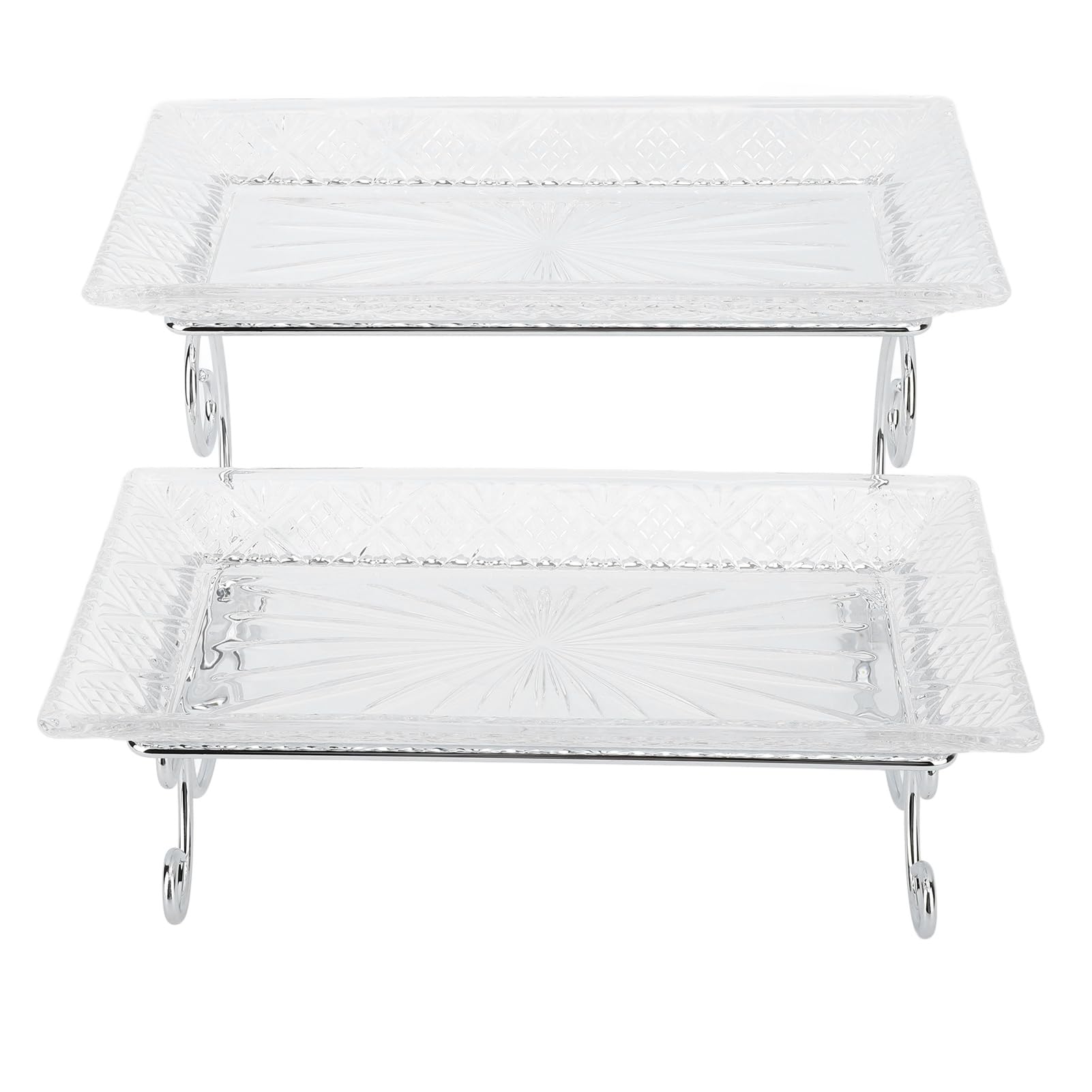 Naroote Bandeja de Servicio de Buffet de Vidrio de 2 Niveles, Estante de Exhibición Elegante para Fiestas, Bodas, 30 X 15,6 Cm