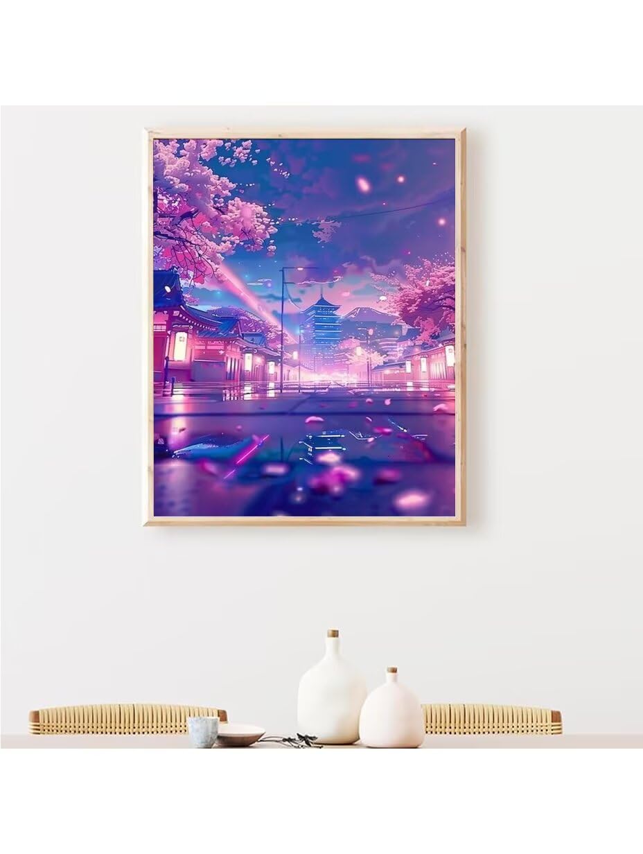 Peinture Numero Adulte Japan Cherry Blossoms - Activité Manuelle Adulte - Peinture Aquarelle - Loisir Creatif Adulte - Kit Loisir Créatif Enfant - Dès 279 Ans 100x130cm sans châssis en bois 6811-3
