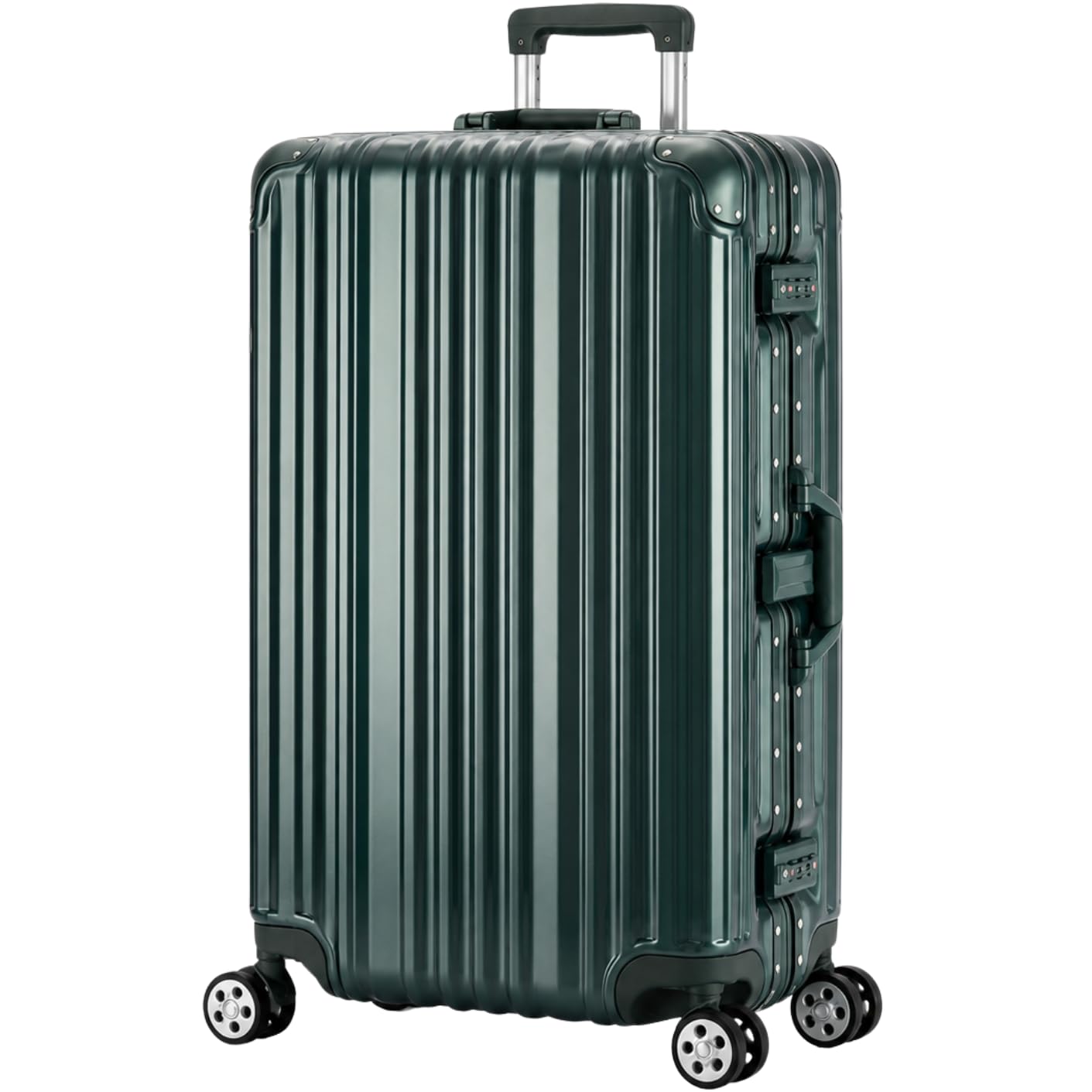 Travelhouse London, valigetta rigida in alluminio, con telaio in alluminio, diverse misure e colori, T1169, verde, Großer Koffer, Valigia