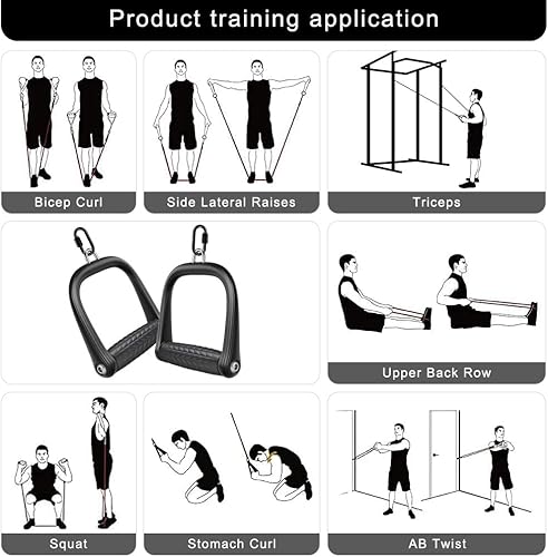 Miniatura 8 de BeneLabel Accesorio de cable con mango en D, accesorios de cable para gimnasio, agarre antideslizante y cómodo, mango de aleación de aluminio