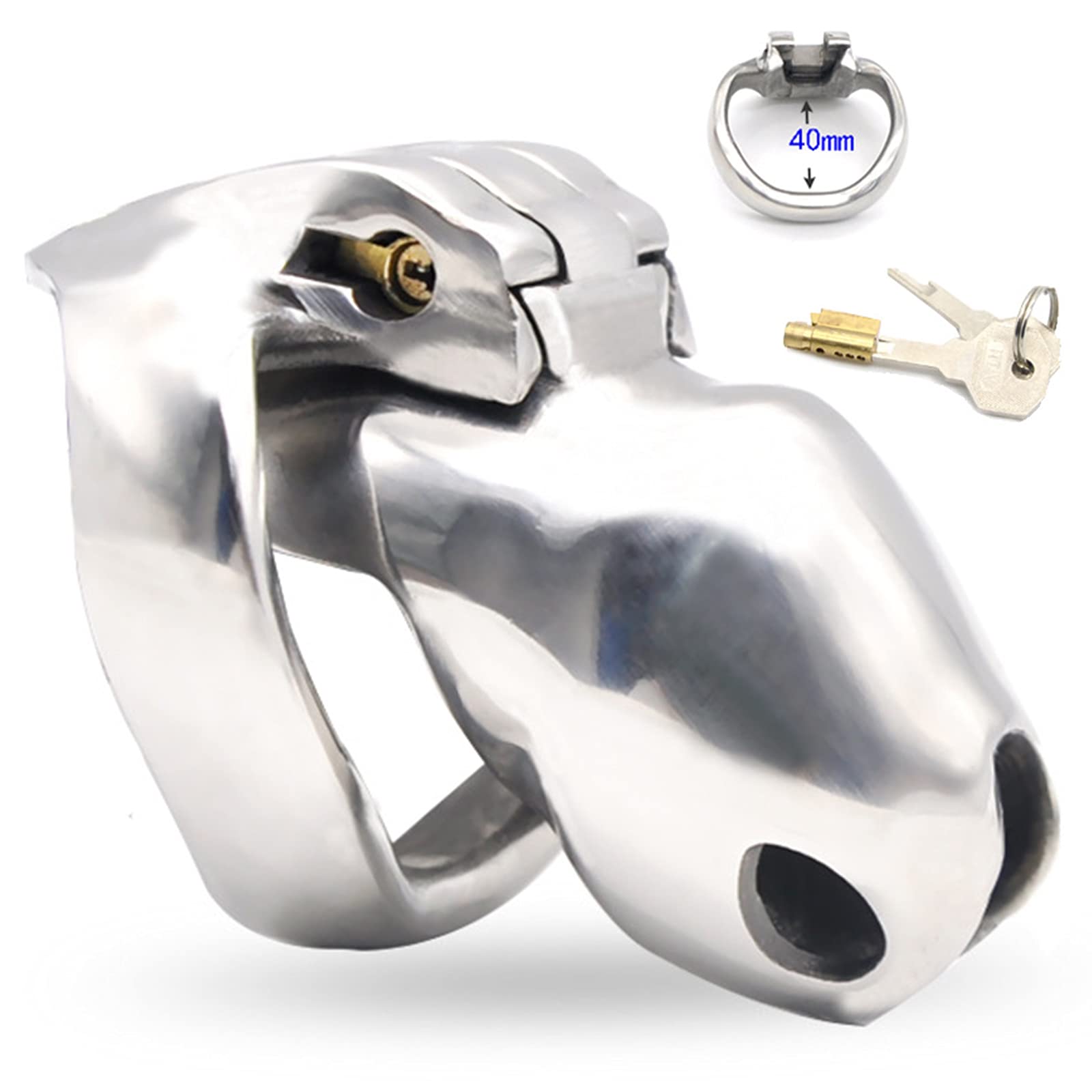 2021 Peniskäfig Edelstahl Keuschheitskäfig Herren Cock Cage Penisringe BDSM Extrem Fesseln & Bondage Keuschheitsgürtel 5 Größen und 5 Ringgrößen Männer Sexspielzeug,S/40mm