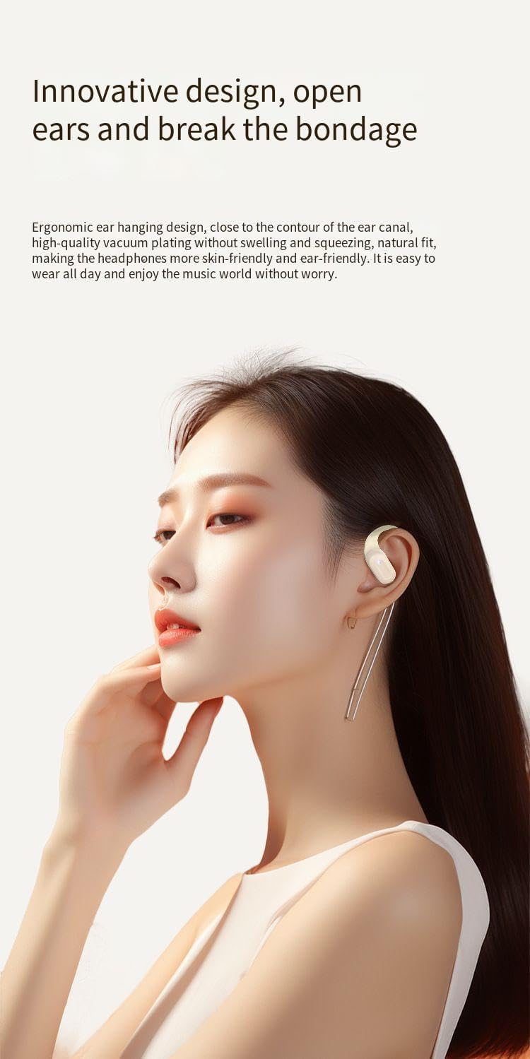 Open Ear Headphones Wireless Bluetooth 5.4 Wireless Sports Ear Buds with Earhooks,ENC Call Noise Cancellation Technology IPX5 Waterproof Earphones for Sports,Driving,Office,Black