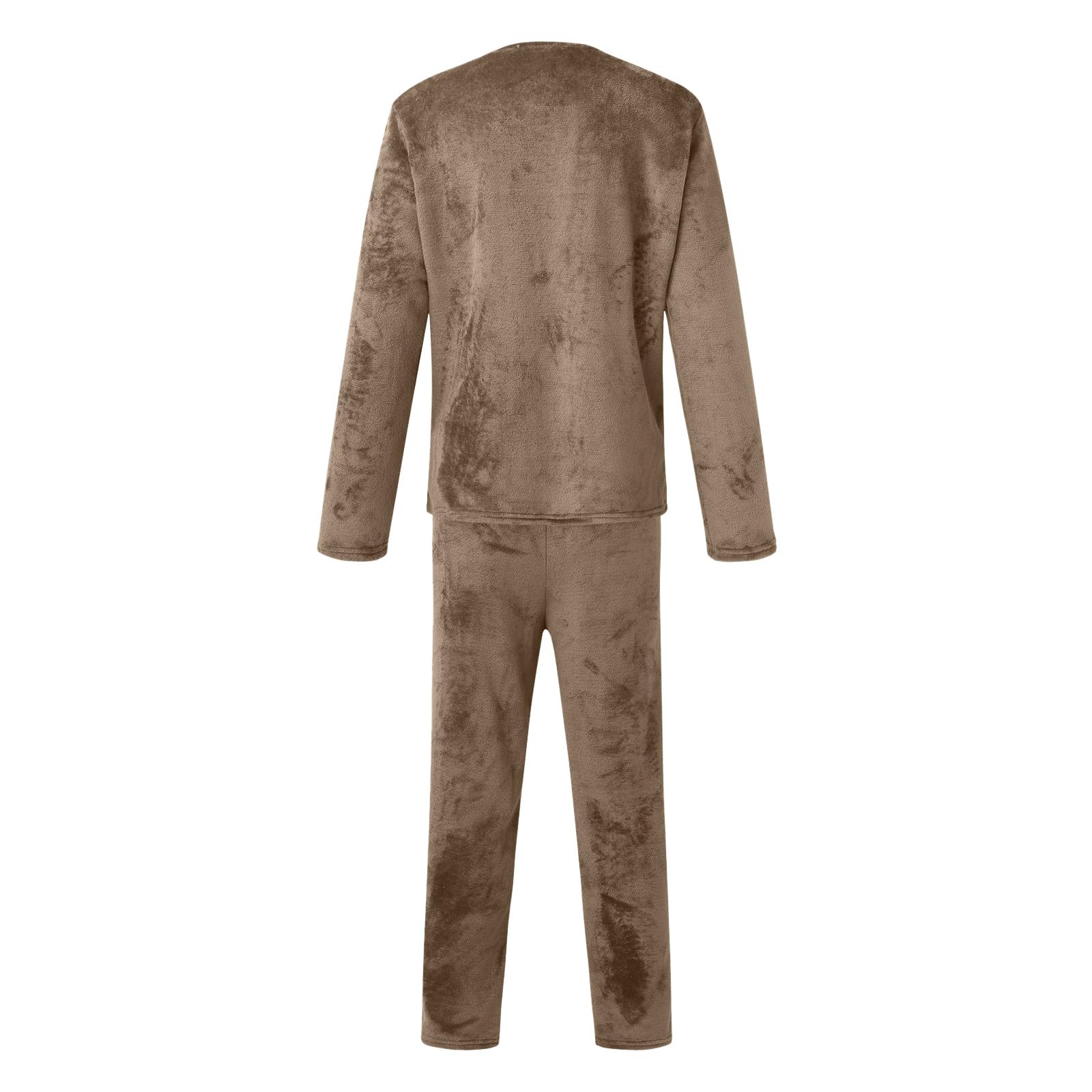 Pijama genérico para hombre de cuatro estaciones, traje de casa, tejido suave, color liso, camisa, pantalón largo, forro polar, cálido, ocio, cómodo