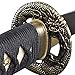 Handmade Sword - Japanese Samurai Katana Swords, Functional, Hand Forged, 1045 Carbon Steel, Clay Tempered, Damascus, Full Tang, Sharp, Dragon Tsuba, Black Wooden Scabbard, Sword Certificate