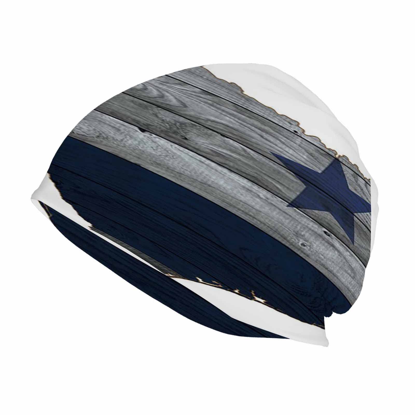 WONDERTIFY Dallas Knit Hat Cowboy Star Wooden Planks Beanie Hats for Men Women Warm, Soft & Stretchy Daily Ribbed Baggy Skull Cap Oversize Blue Silver