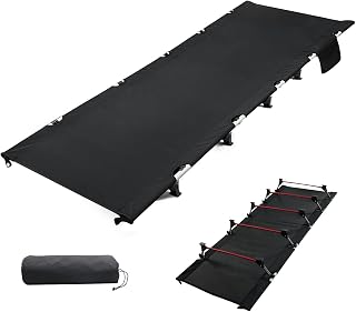 Folding Camping Cot Portable Outdoor Bed Comfortable Sleeping Cots with Storage Bag Fits Single Air Mattress Pad
