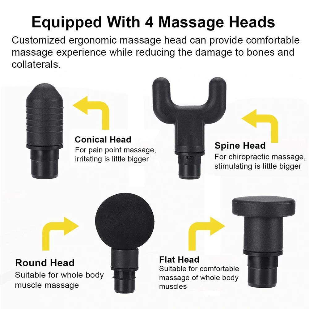 YHMM Tragbare leise Massagepistole/Handmassagegerät mit 30 einstellbaren Dateien und 4 verschiedenen Formmassageköpfen Touchscreen-LCD-Display, Tiefenmassage für Muskelverspannungen