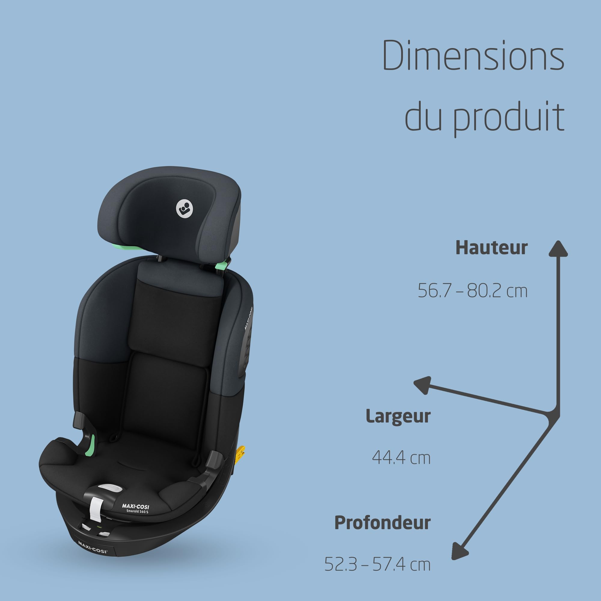 Maxi-Cosi Titan S i-Size, Rehausseur Voiture Enfant, 15 mois à 12 ans (76 à 150 cm), Siège‑auto ISOFIX, 5 Positions d'Inclinaison, Protection G-CELL, Harnais de Sécurité 5 Points, Tonal Black