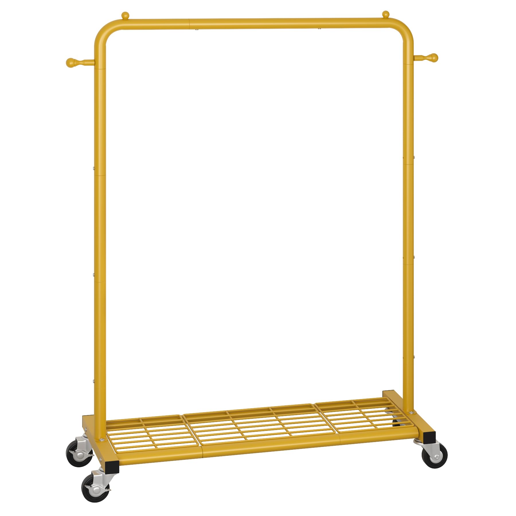 Sywhitta - Perchero con ruedas y estante inferior de malla, estructura metálica resistente, para ropa, abrigos y faldas, 101 x 40,6 x 164 cm (largo x ancho x alto), dorado