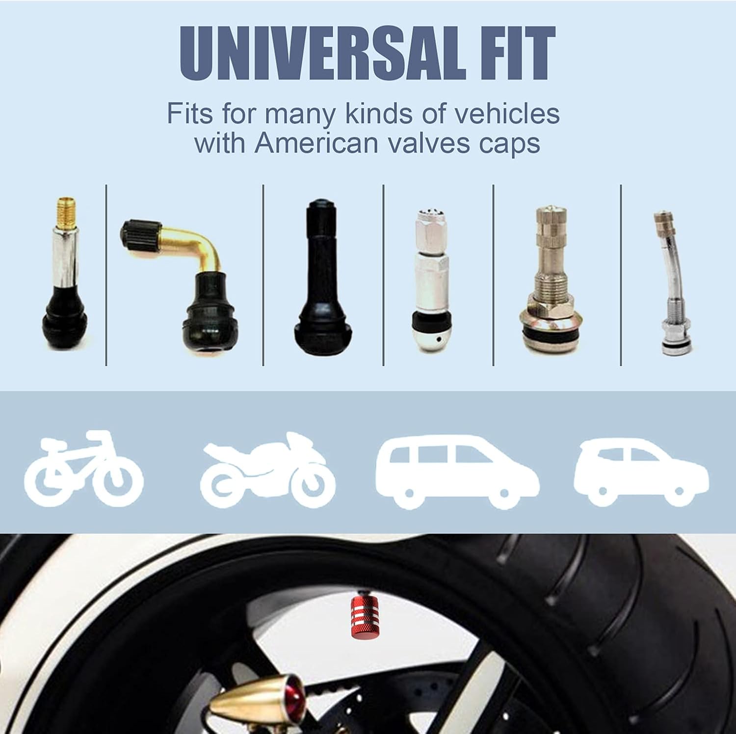 DECURCAR Tire Valve Stem Caps 5 Pack American Flag - Red image 5