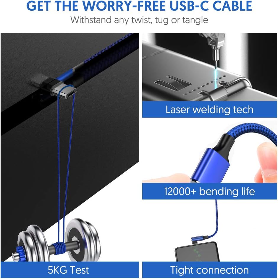 EWUONU Micro USB PS4 Controller Charging Cable [2 Pack 10FT] for PlayStation 4, Xbox One Controller, Samsung Galaxy Tab S7 S6 Edge, Fire 7 HD8, Camera–Right Angled Micro USB 90 Degree Cable