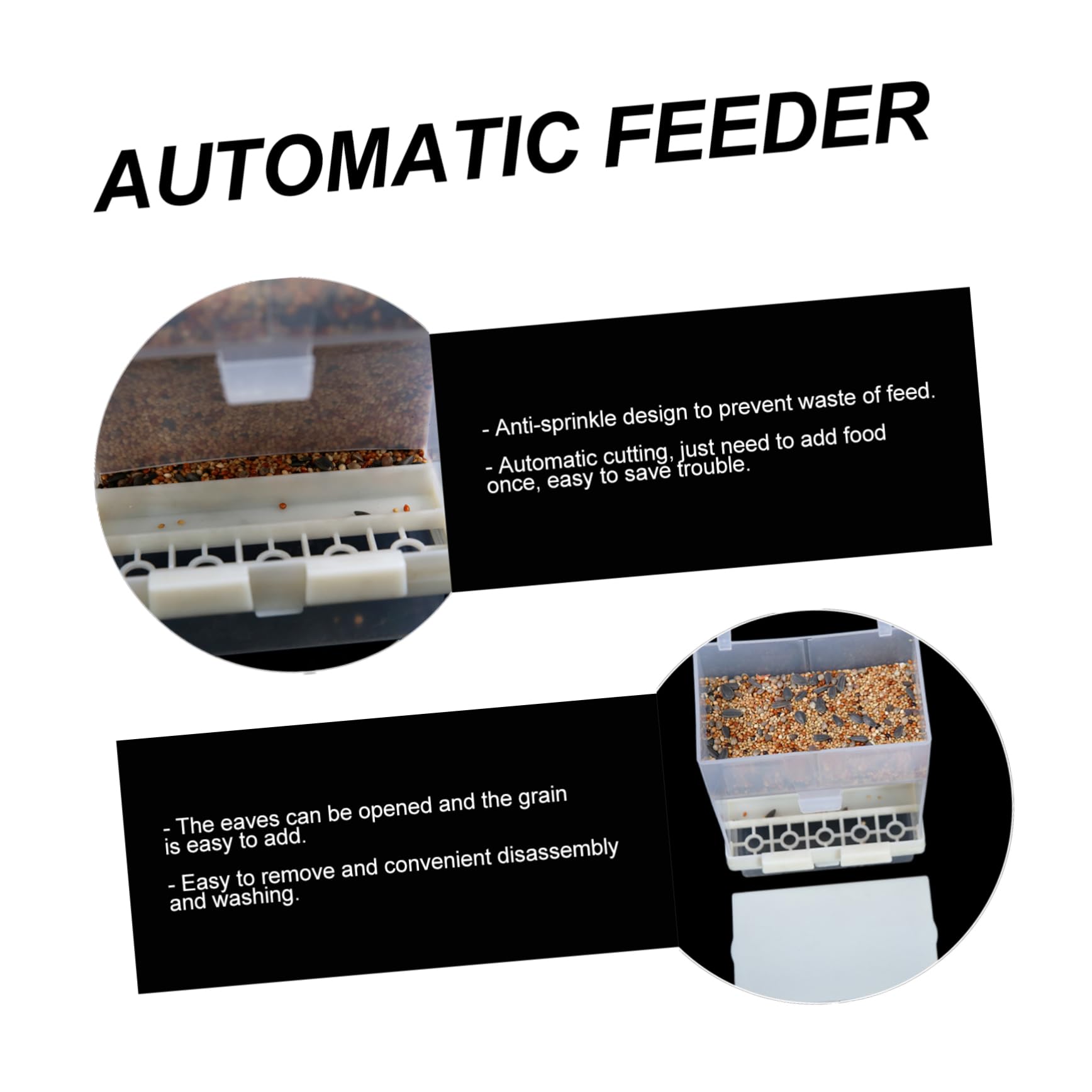 BESPORTBLE Mangiatoia Automatica Per Pappagalli 3 Pezzi - Mangiatoia Per Animali Domestici Con Design Cosparso Facile Da Usare Per Piccioni