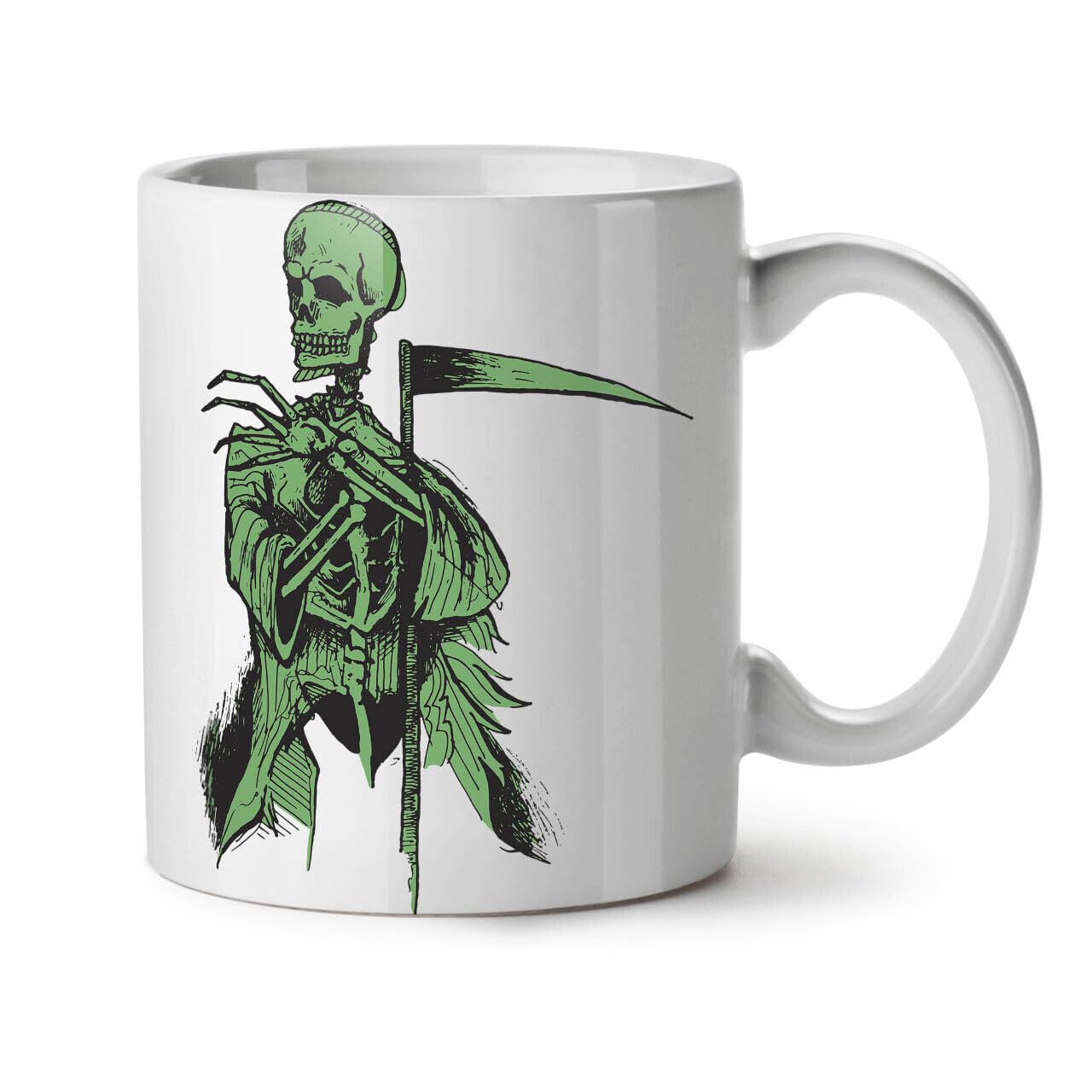 FUNKY CLUB Grim Skeleton Death New White Tea Coffee Mug 11 oz for Girls Boys Friends Love Kids Best Gift for Birthday Anniversary,350 ML, Ceramic
