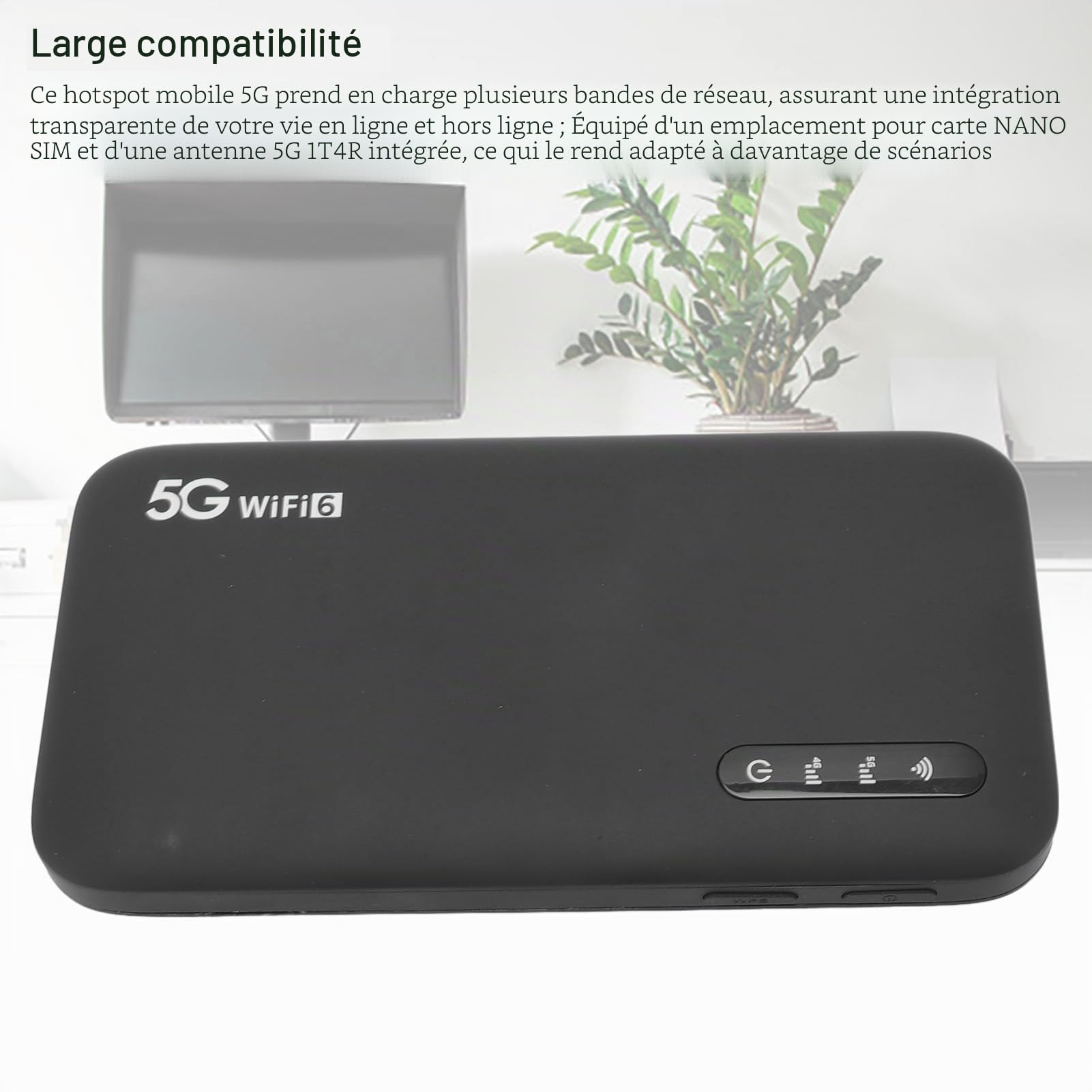 Routeur Portable 5G Mobile Hotspot WiFi 6, 5G avec Emplacement pour Carte SIM, Support 16 Appareils 6100mAh Batterie, Appareils Internet Portables pour Les voyageant et