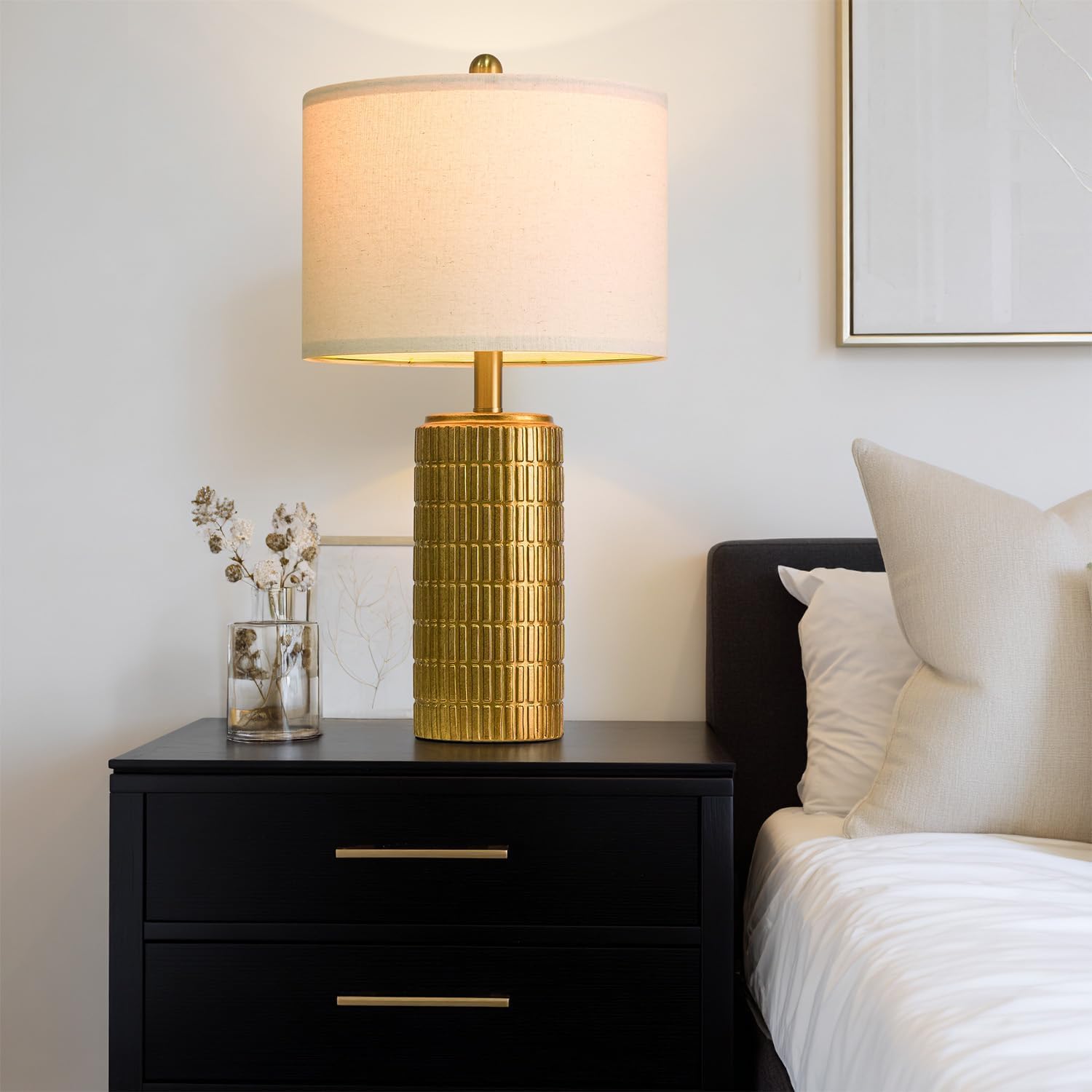  23" Ceramic Dark Gray Table Lamps Set of 2 for Living Room, Modern Bedside Lamps for Bedroom, Farmhouse Nightstand Lamp for Home Office Guest Room Sideboard Entryway Decor Gifts thumbnail