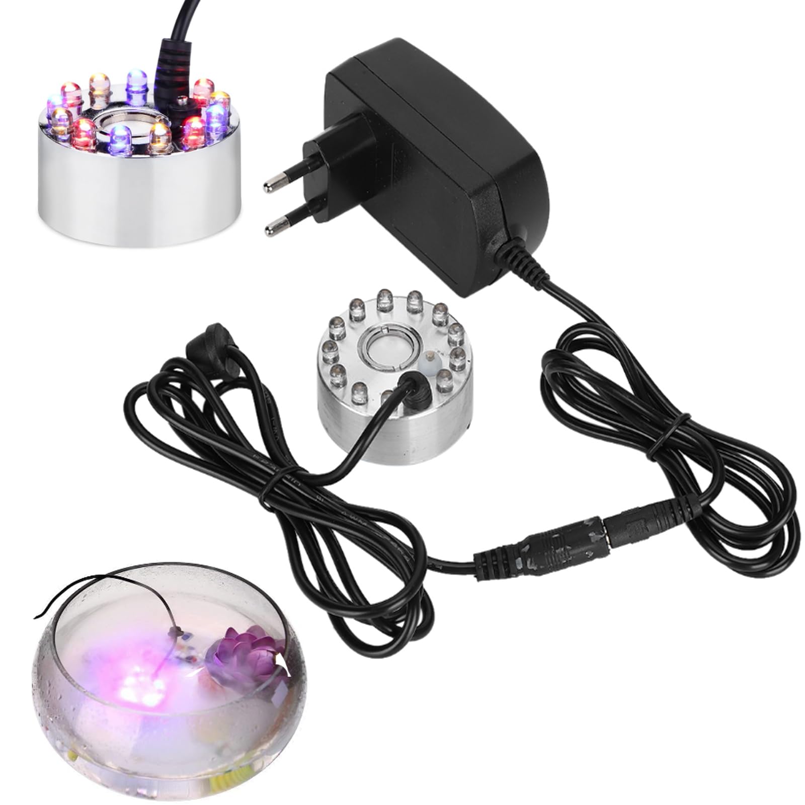 Générateur Brume CYTGOUPER Avec Lumières LED - Pour Fontaines Et Décorations - Brumisateur Ultrasonique - Adaptateur Inclus