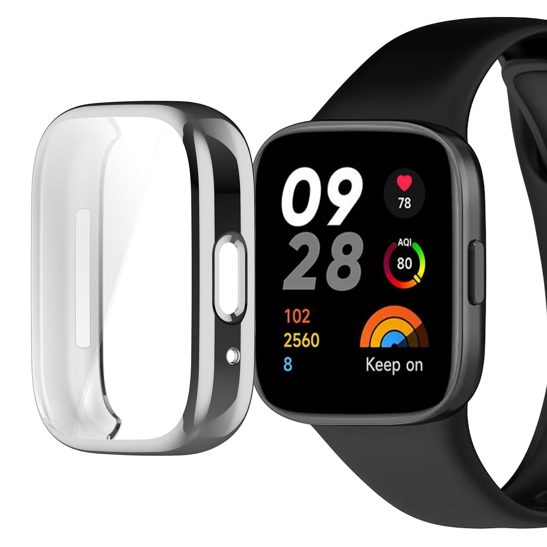 YODI Soft Screen Protector Case Compatible with Redmi Watch 3 Lite/Active, TPU Protective Screen Cover Saver Bumper Accessories for Redmi Watch 3 Lite/Active Smartwatch for Men and Women [ Not for Realme Watch] (SILVER) (B0DCV148FK) Amazon Price History, Amazon Price Tracker