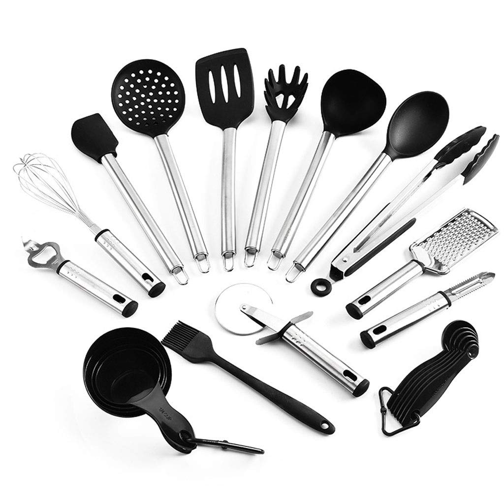 Juego de utensilios de cocina de acero inoxidable de 23 piezas Juego de utensilios de cocina Juego de utensilios Espátula Pala Cuchara de sopa Corte de pizza Utensilios de cocina Juego de utensilios