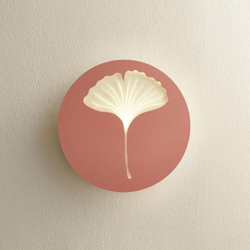 HXYSXHJUO LED Lighting Wall Lamp Nordic Round Metal Light 3 Color Mode Indoor Sconce for Bedroom Bedside Living Room Study Corridor Entryway Restaurant Mounted Lamp(Pink)