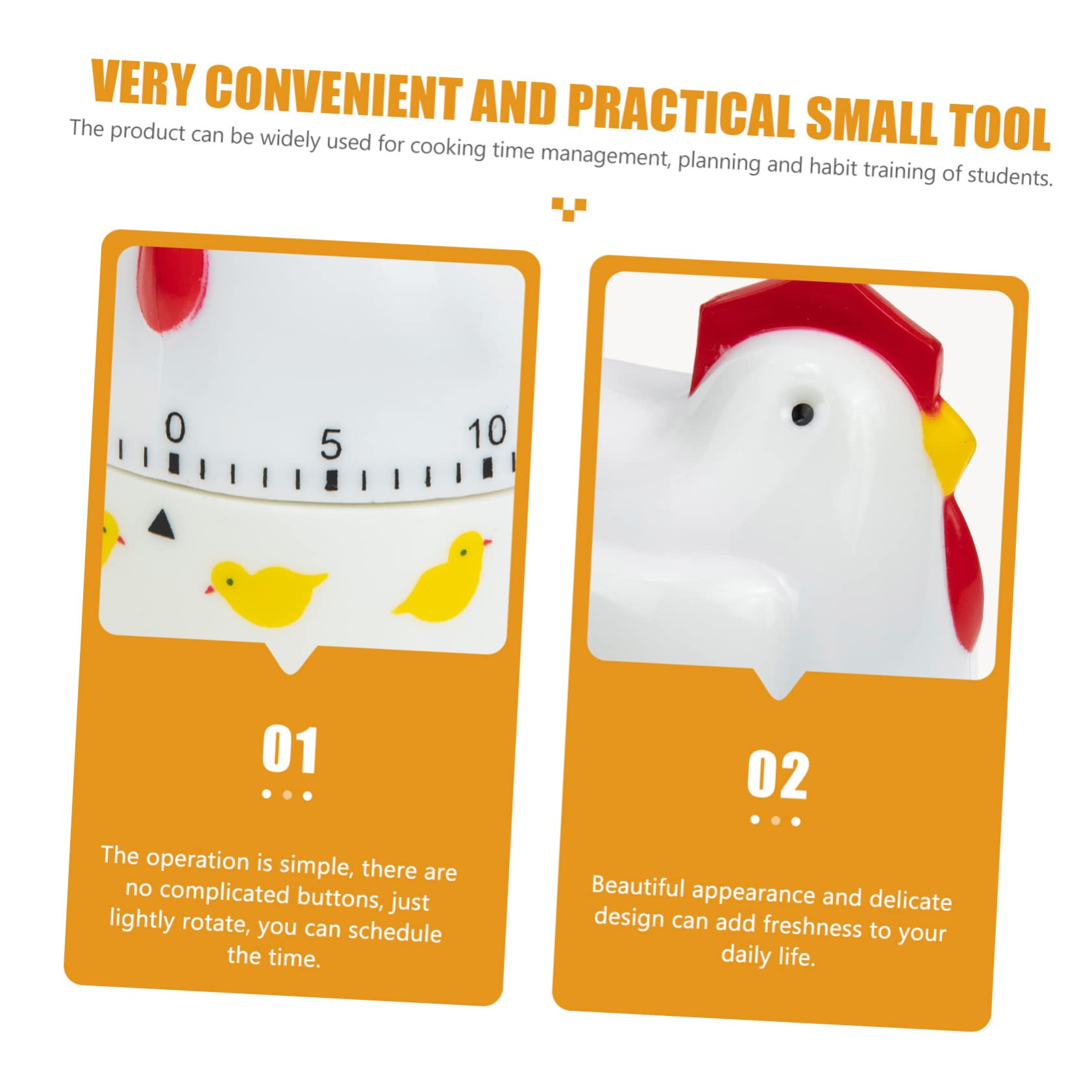 PRETYZOOM 5pezzi Timer Meccanico Da Cucina Forma Di Pollo Timer Di Conto Alla Rovescia Portatile Per Gestione Del Adatto Per Cottura e Attività Domestiche Design Carino e Pratico