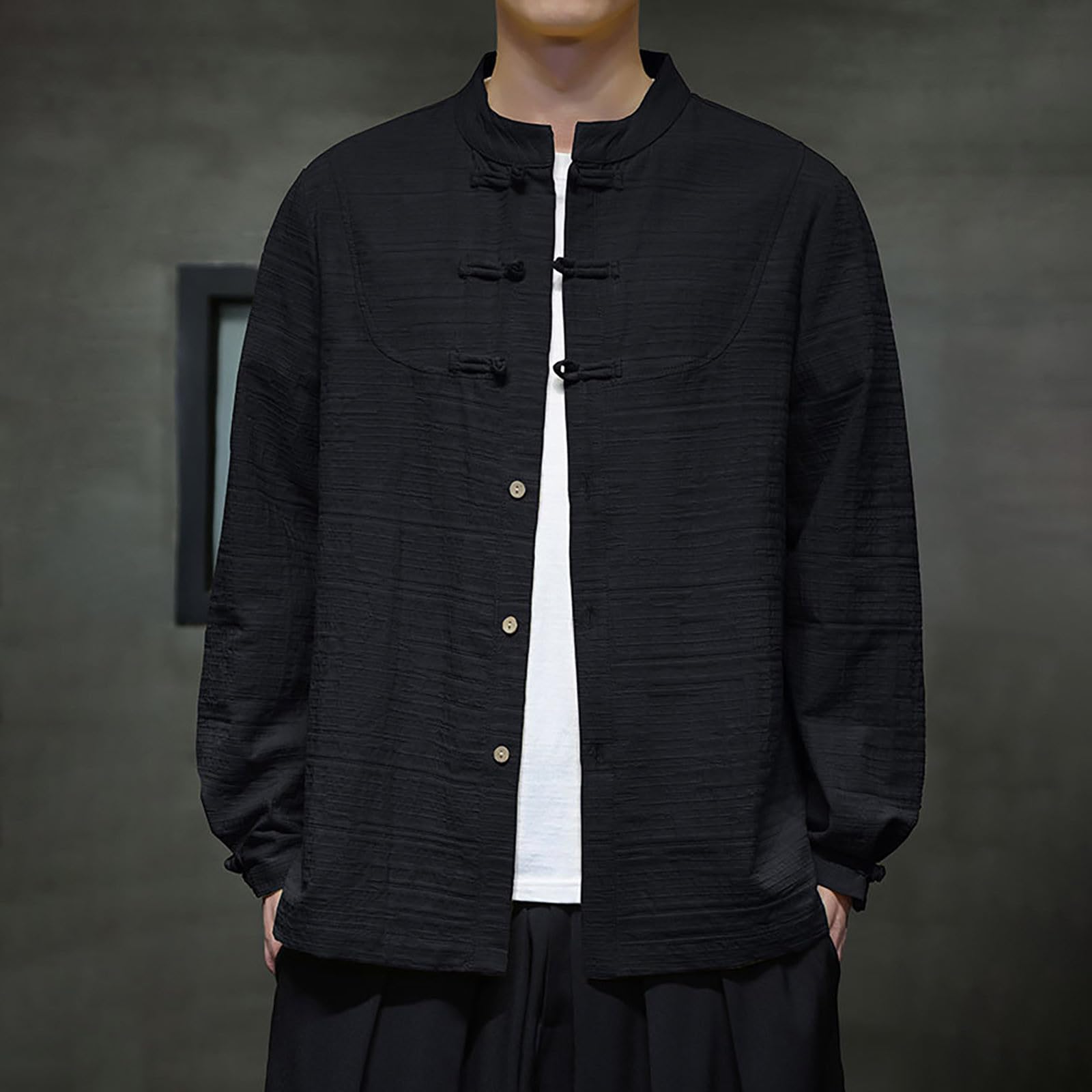 Herren Traditionelle Chinesische Kung Fu Kleidung Baumwolle Und Leinen Zen Meditation Tang Anzug Hanfu Jacke Mantel Kampfsportanzug Tai Chi Uniform For Herren Wing Chun Kleidung