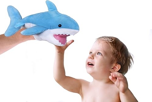 Miniatura 4 de ICE KING BEAR Lindo titere de mano de tiburón de peluche azul - Juguete de peluche - 14 pulgadas de largo