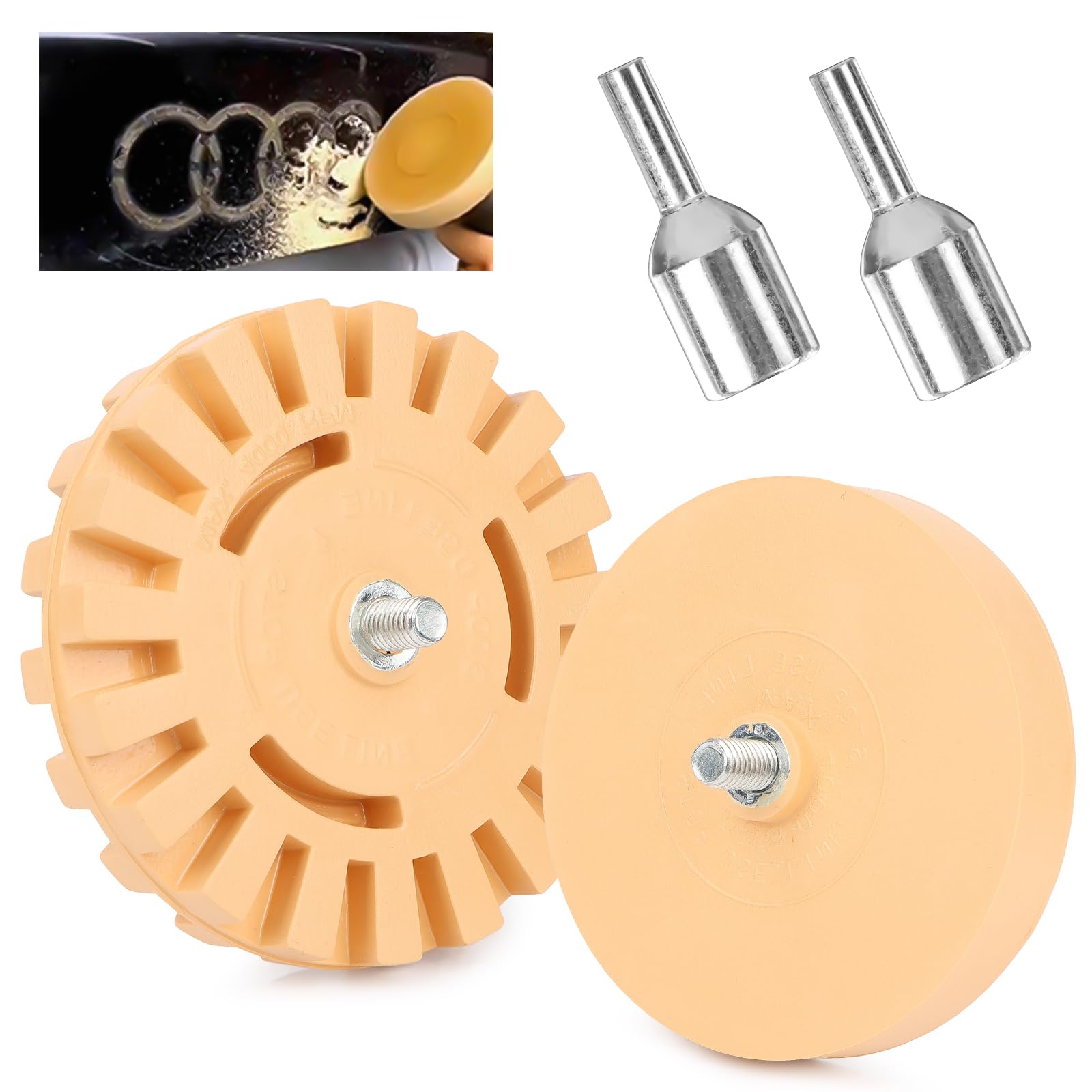 2 stuks foliegum met adapter gumschijf rubber gumschijven accuschroevendraaier folie gum velgen rubber sticker gum auto folie gum voor boormachine verwijderen van folies