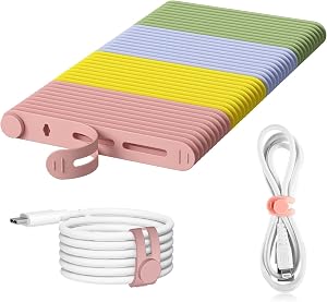 40Pcs Nearockle Reusable Cable Ties, Adjustable Silicone Cord Organizer Small Zip Ties for Charging Cords Earphone Computer Wire, Office Desk Cable Management Travel Accessories