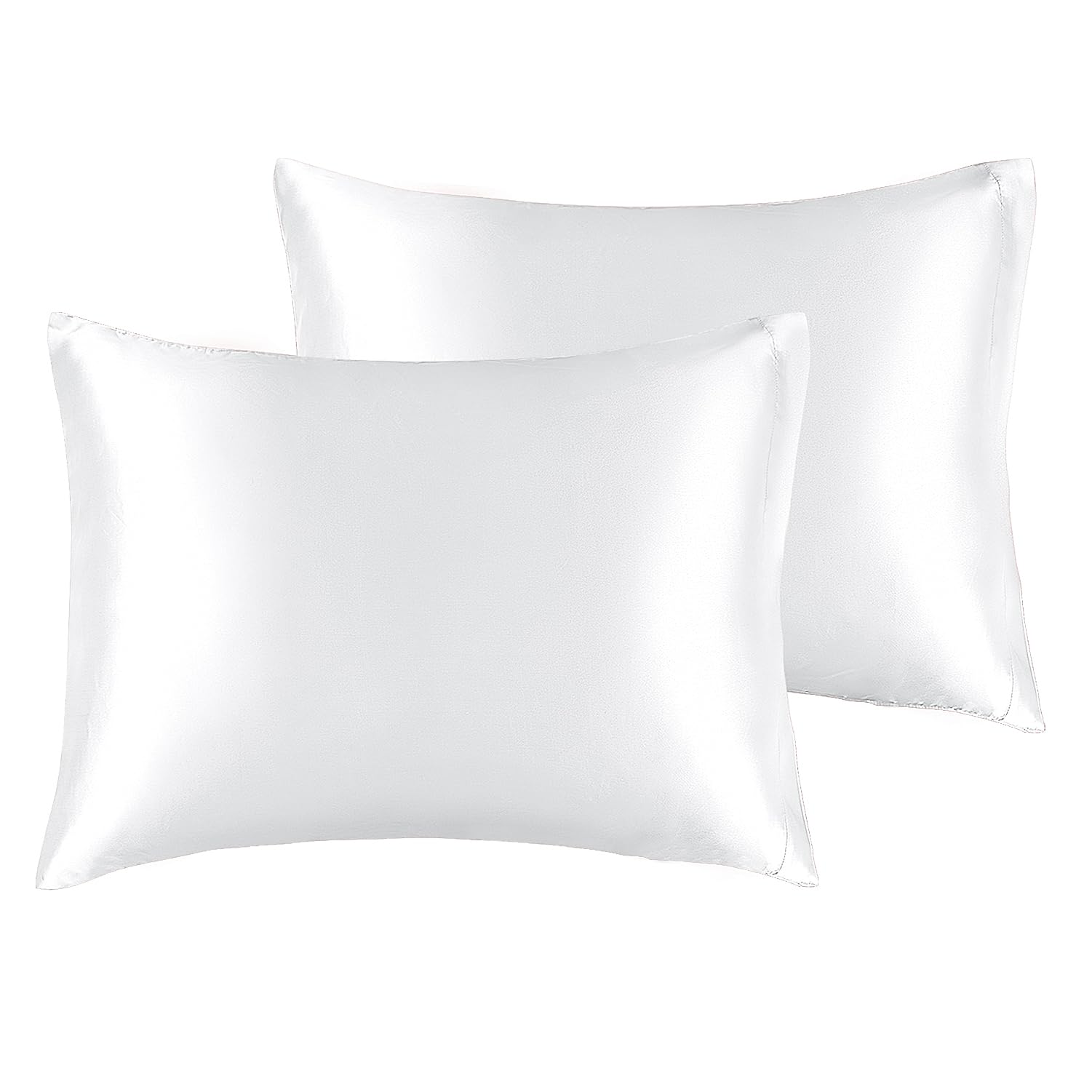 BEDELITE Satin Pillowcase for Hair and Skin, Super Soft and Cooling Similar to Silk Pillow Cases 2 Pack with Envelope Closure, Gift for Women Men(13"x18" Toddler Size, White)