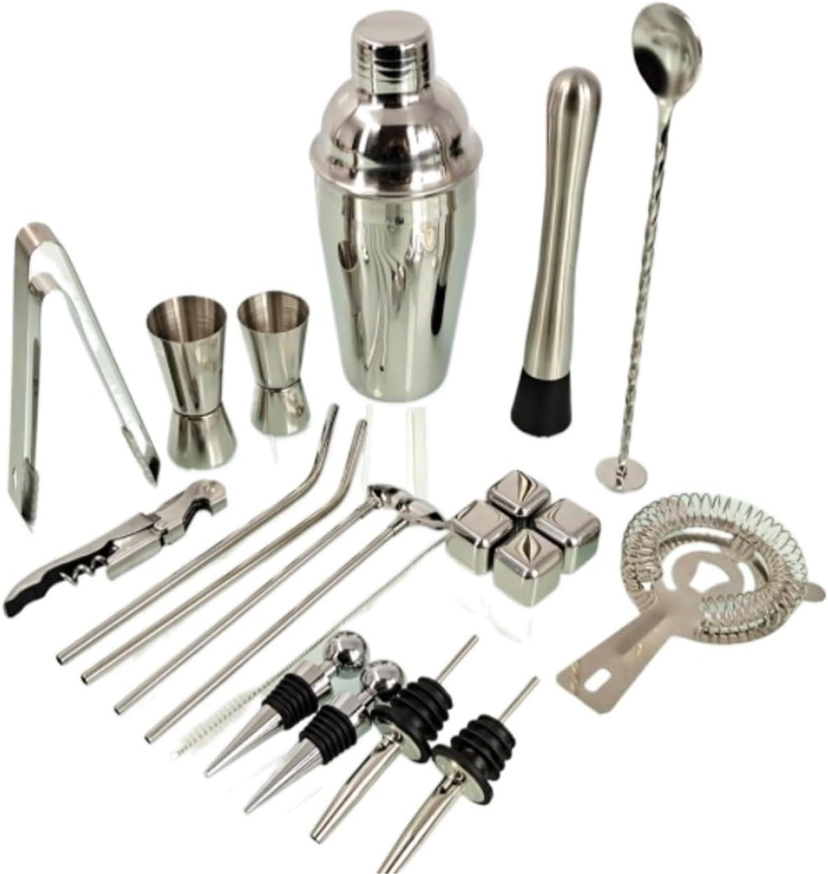 Set de Bar para Cócteles 22PCS con Coctelera de Acero Inoxidable 550ml
