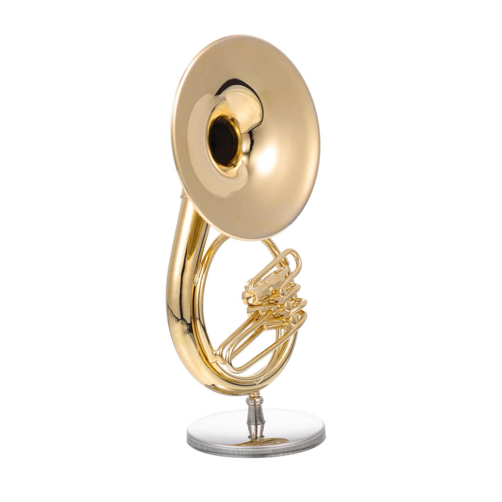 Toyvian Mini Strumento Musicale Mini Sousafono Oro 13cm in Rame Base e Scatola di Conservazione, Decorazione Lucida per Casa e caffè