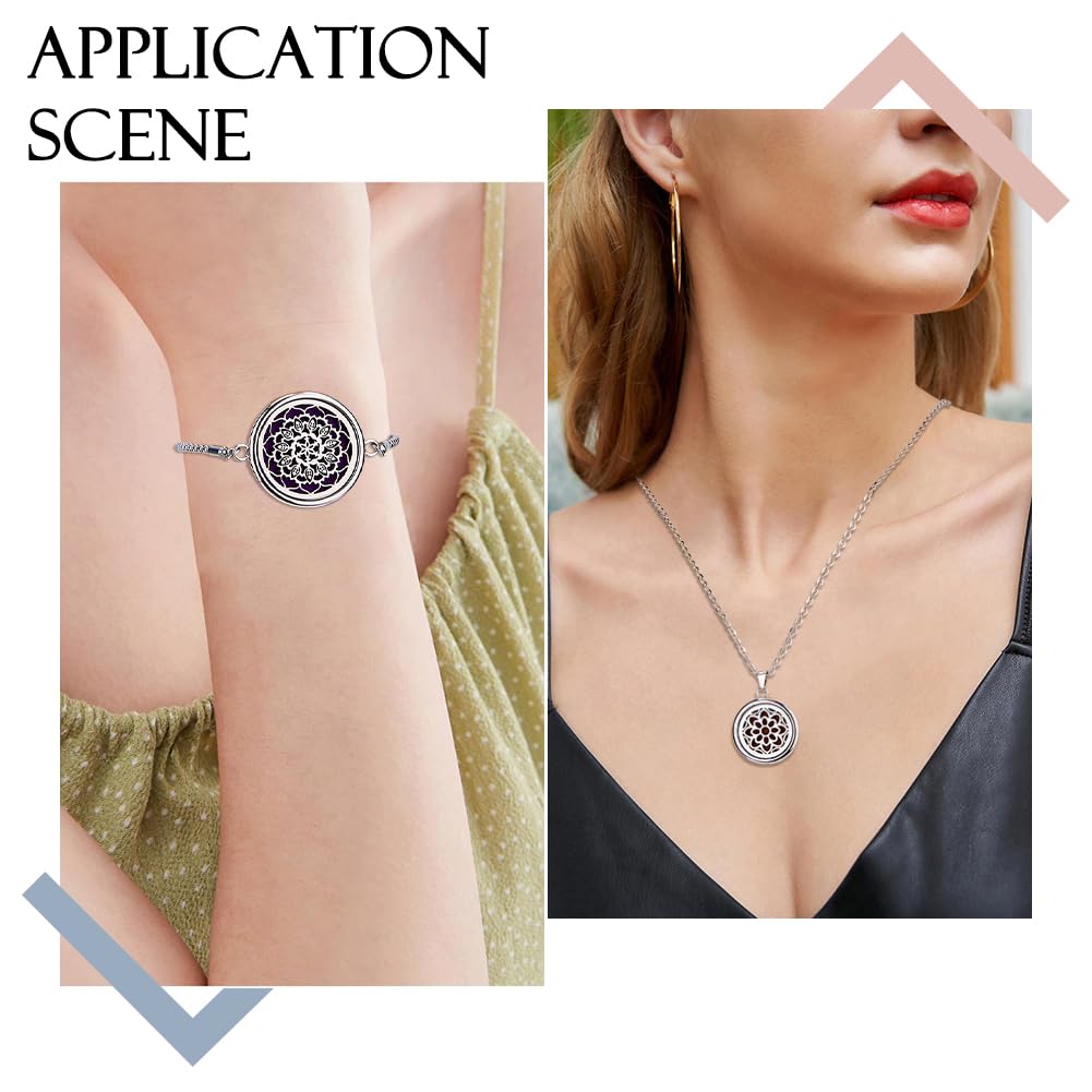 6 piezas aromaterapia aceites esenciales difusor collar y pulsera 3 estilos difusor aceite colgante con almohadillas loto y árbol aromaterapia collares pulsera regalo para mujer hombres