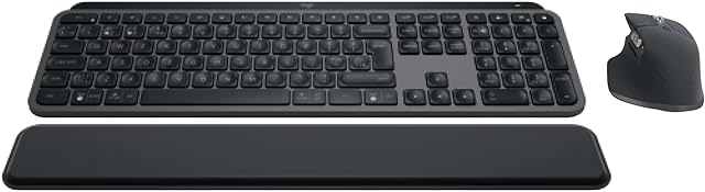 Logitech MX Keys S Combo: MX Master 3S, MX Keys S & MX Palm Rest - Grafitowy, QWERTY układ hiszpański