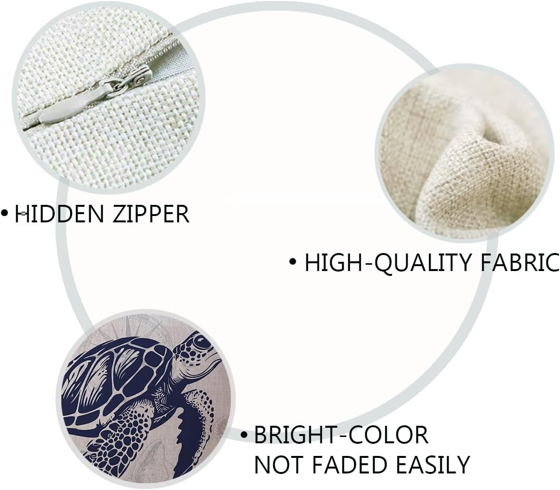 ULOVE LOVE YOURSELF Ocean Beach Pillow Covers Double-Sided Blue Sea Life Cushion Covers Seaturtle/Octopus/Seahorse/Crab/Coral/Starfish Coastal Nautical Decorative Pillowcases 18x18 Inch 6Pack (Beige)