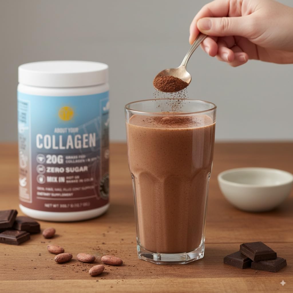 Chocolate Peptides Powder, Grass Fed Hydrolyzed Type 1&3 Collagen, Promotes Hair, Skin and Nails (30 Servings) (Chocolate) - Image 7