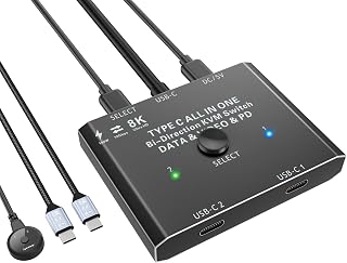 USB C Switch, Bidirektionaler Type C Switcher für 2 PCs