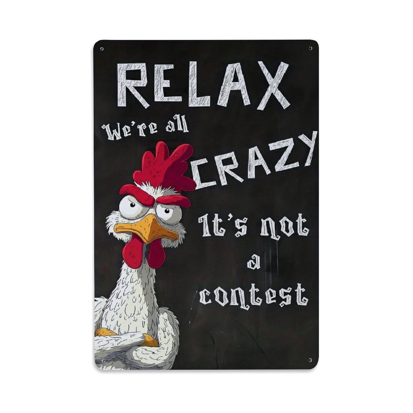 Jdfenggu Vintage Relax We Are All Crazy_2 Retro Metal Tin Sign, Metal Poster For Bar, Home, Man Cave, Kitchen, Laundry Room Art Decor 8X12 Inch