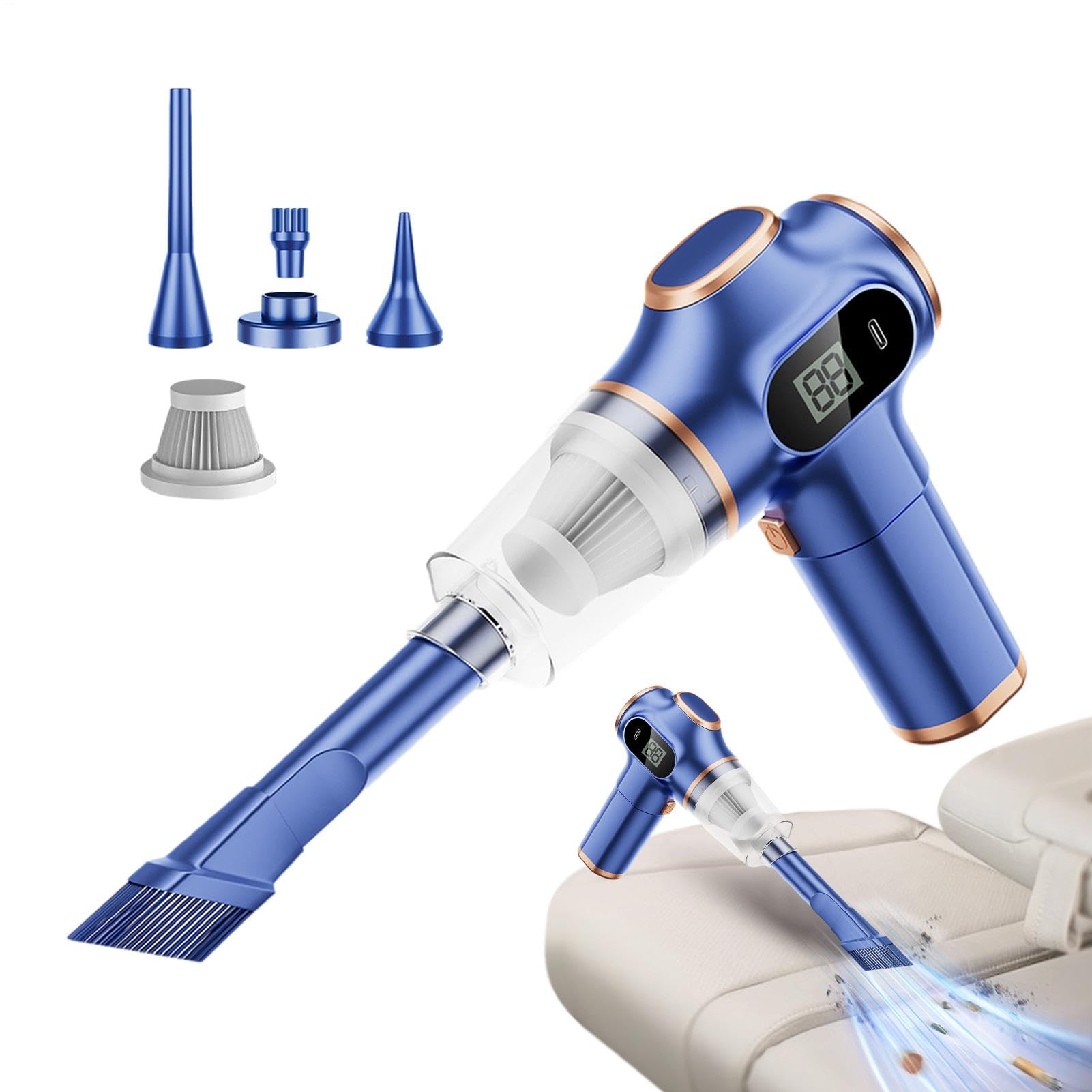 Aspiradora portátil para coche - Aspiradora de coche recargable inalámbrica de 120 W | Aspiradora de coche con pantalla de potencia y alta potencia de succión para vehículos, hogar, alfombras de coche
