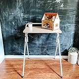 SOFSYS Modern Folding Desk for Small Space, Computer Gaming, Writing, Student and Home Office Organization, Industrial Metal Frame with Premium Desktop Surfaces, Oak/White