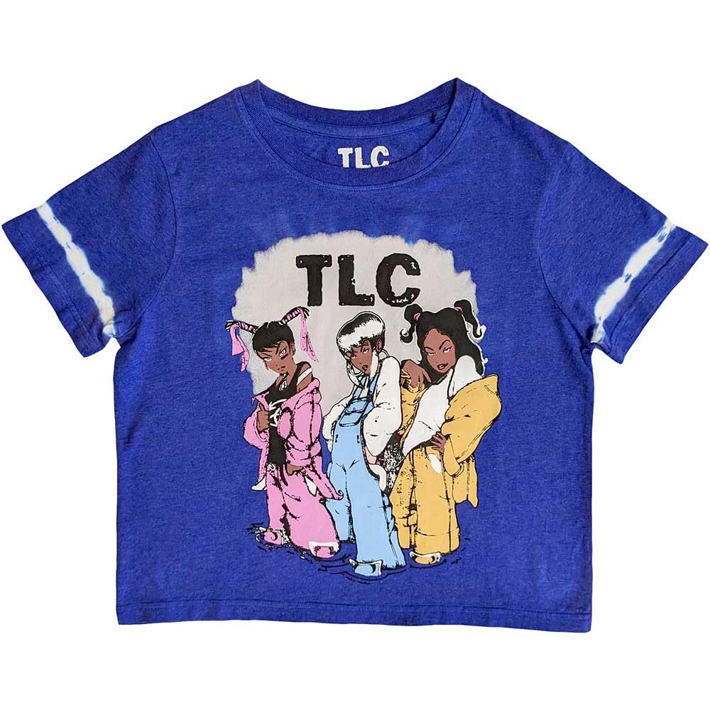 Rock Off officially licensed products TLC Cartoon Group Logo Crop Top T Shirt L Blue