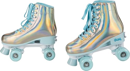 Miniatura 5 de GEM Patines cuádruples, color azul holográfico, talla 7-10
