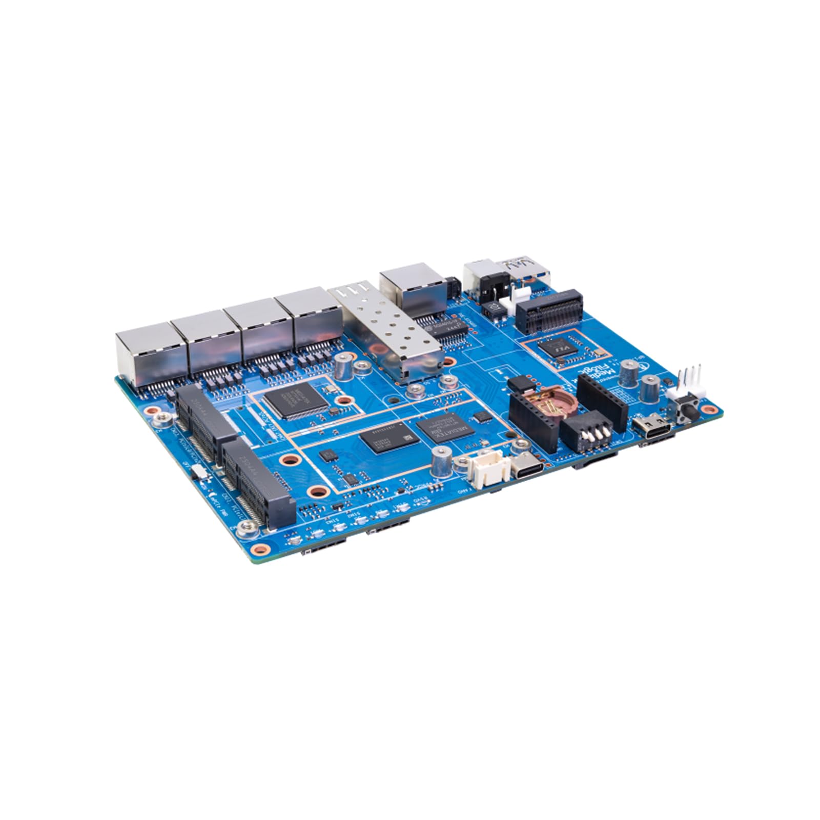 Banana Pi BPI-R4 Lite WiFi 7 Routeur Dev Board Kit OpenWRT - MediaTek MT7987A SoC - 2 Go DDR4 RAM 8 Go eMMC - 1 x 2,5 G SFP RJ45 WAN - 4 x GbE Gigabit Ethernet pour NAS Smart Home Gateway (2 Go DDR4
