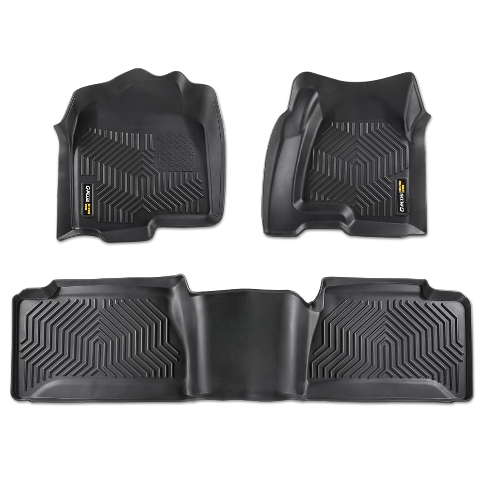 G-PLUS TPE Floor Mats Cargo Liners Compatible with 1999-2007 Chevy Silverado/GMC Sierra 1500 2500 (Fits Extended Cab Trucks Only) 3PCS Black Floor Liners 1st & 2nd Row All Weather Full Protection