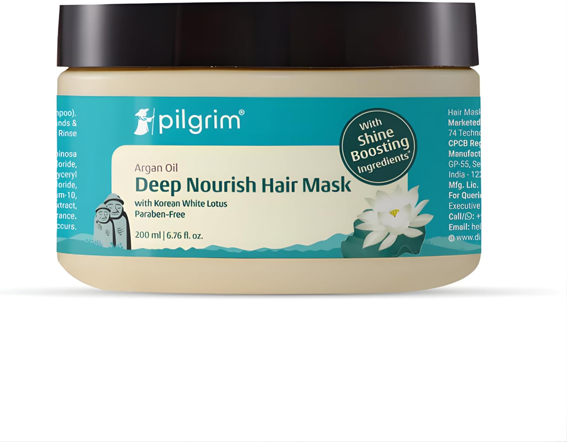 Pilgrim Korean Argan Oil Hair Mask For Dry & Frizzy Hair With White Lotus And Camellia | Hair Mask For Smoothening Hair, Deep Conditioning And Hair Fall Control | For Men & Women | 200Ml, 1 Count