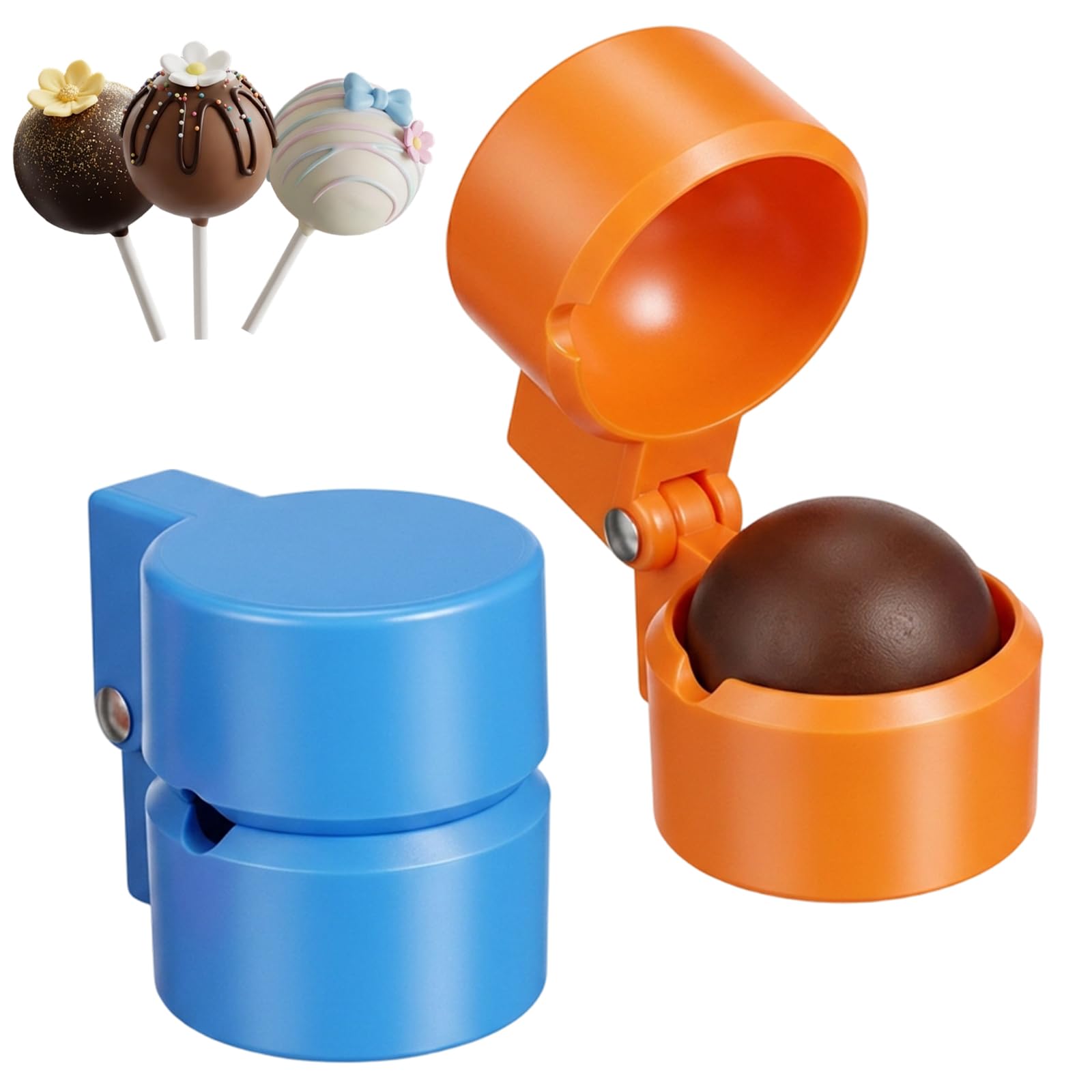 BOFYTR Cake Pop Mould, 2 Pack Dual Colour ABS Baking Mold Set, Blue & Orange Reusable Cake Pop Cutter Tools, DIY Mini Cakes for Home, Birthday Party & Wedding Desserts
