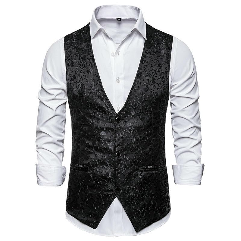 Chaleco jacquard hombre blanco M para vestuario de cantantes directores de orquesta y magos 5