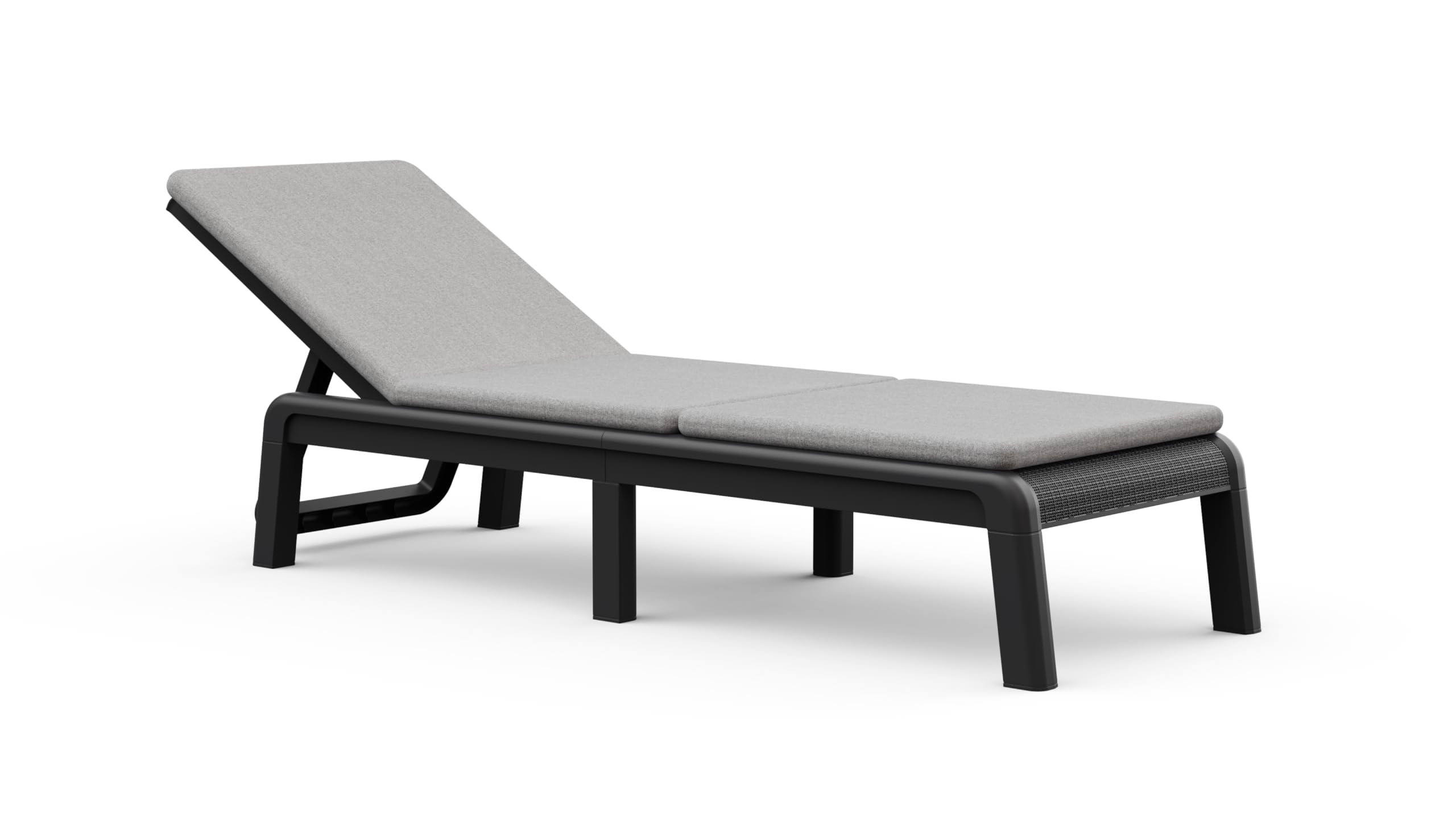 Keter Palma Sonnenliege für den Garten mit 4-Fach Verstellbarer Rücklehne und bequemer Auflage, klappbare Gartenliege, grau, 187 x 58 x 29 cm, pflegeleicht, wetterfest und uv-beständig